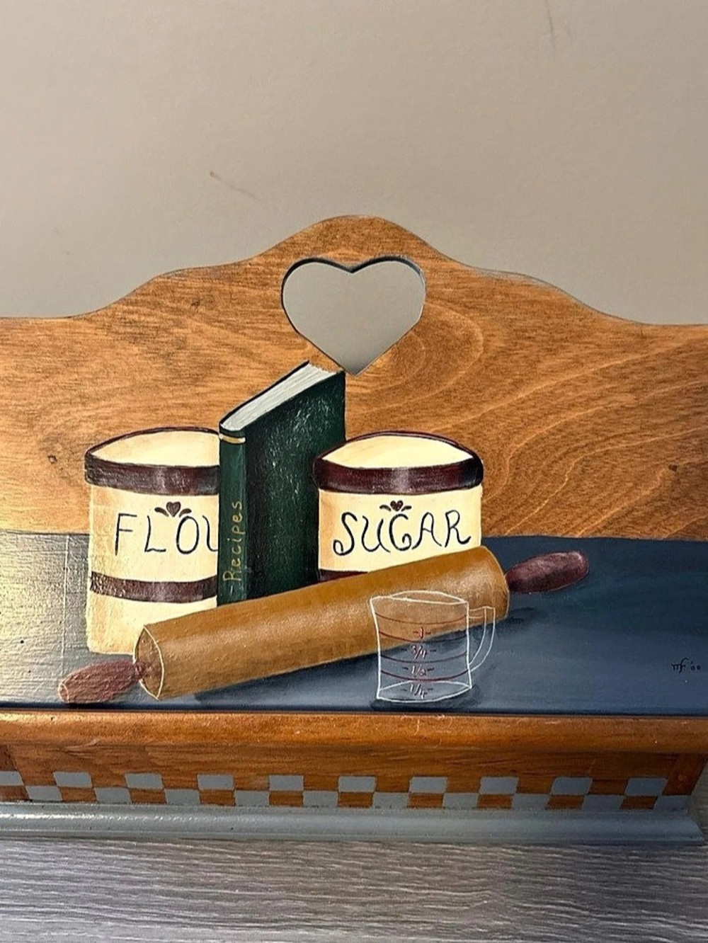 Vintage Wooden Kitchen recipe box in Brown & Blue